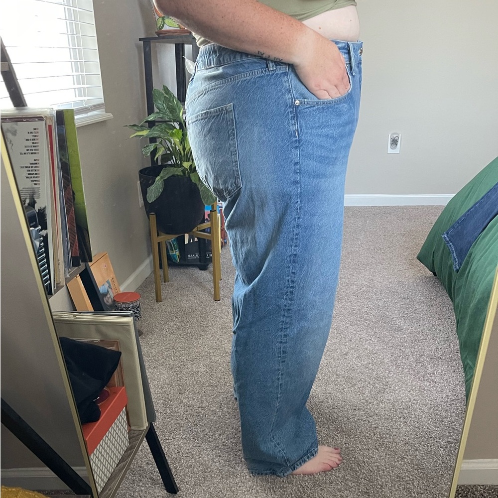 H&M Baggy wide loose fit jeans, mid waist: size 18